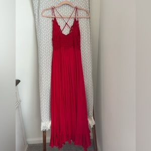 Free People Adella Maxi Slip Dress In Bright Red Size Medium